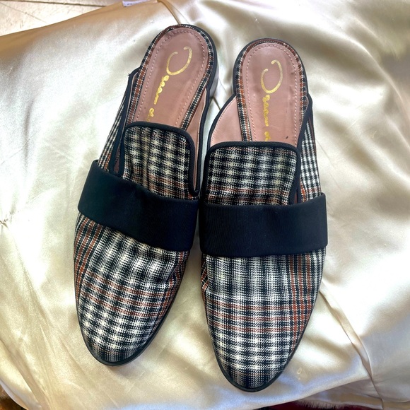 Oscar de la Renta Plaid Mules, Made in Italy Size 41 - Picture 1 of 6